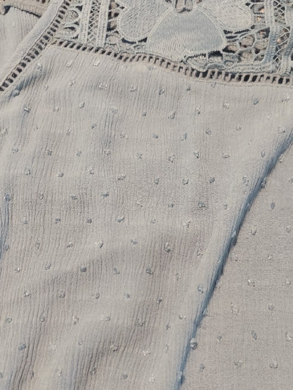 lovestitch Sky Blue Lace-Trim Tie-Front Blouse - Picture 4 of 8